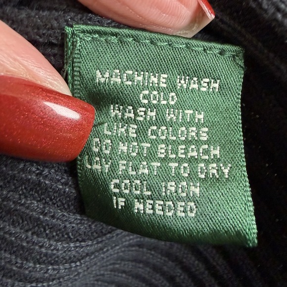 Ralph Lauren Jeans Co Womens Black Rib Knit Sweater Size L Nautical Anchor Patch - Picture 8 of 8